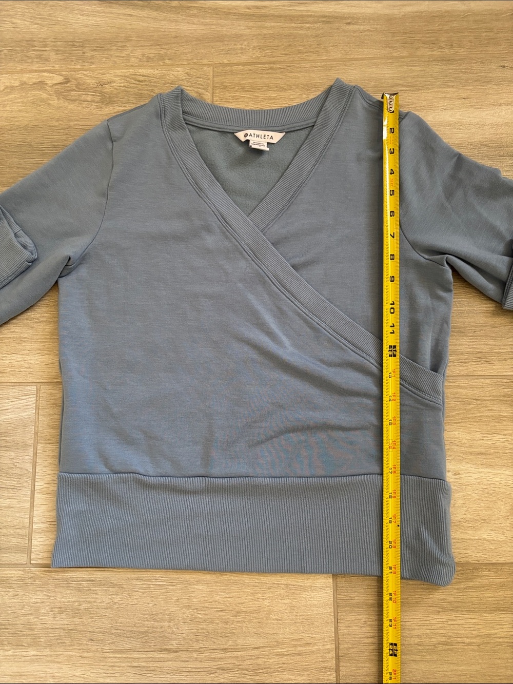 Athleta Blue Super Soft Recharge Wrap Front Top Size Small - Picture 10 of 10